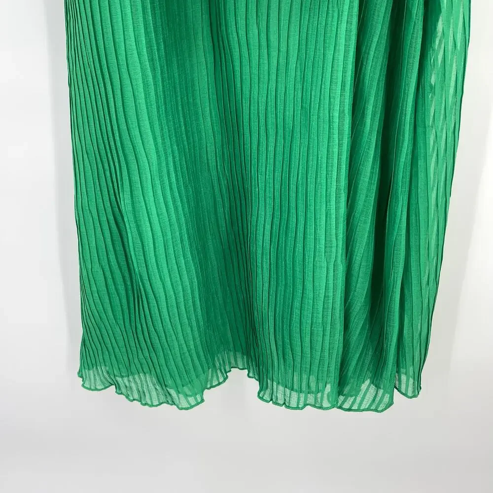 Line & Dot | NWT Cari Halter Maxi Dress in Kelly Green Tiered Pleated Halter XS - Picture 11 of 14